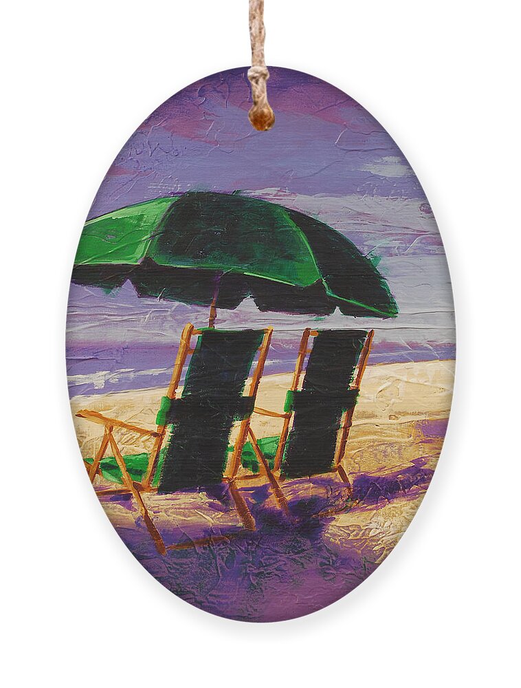 Beach Ornament featuring the painting On the Beach by Glenn Pollard