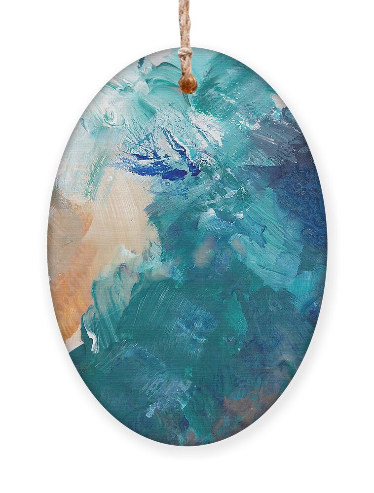 Abstract Painting Ornament featuring the painting On A Summer Breeze- contemporary abstract art by Linda Woods