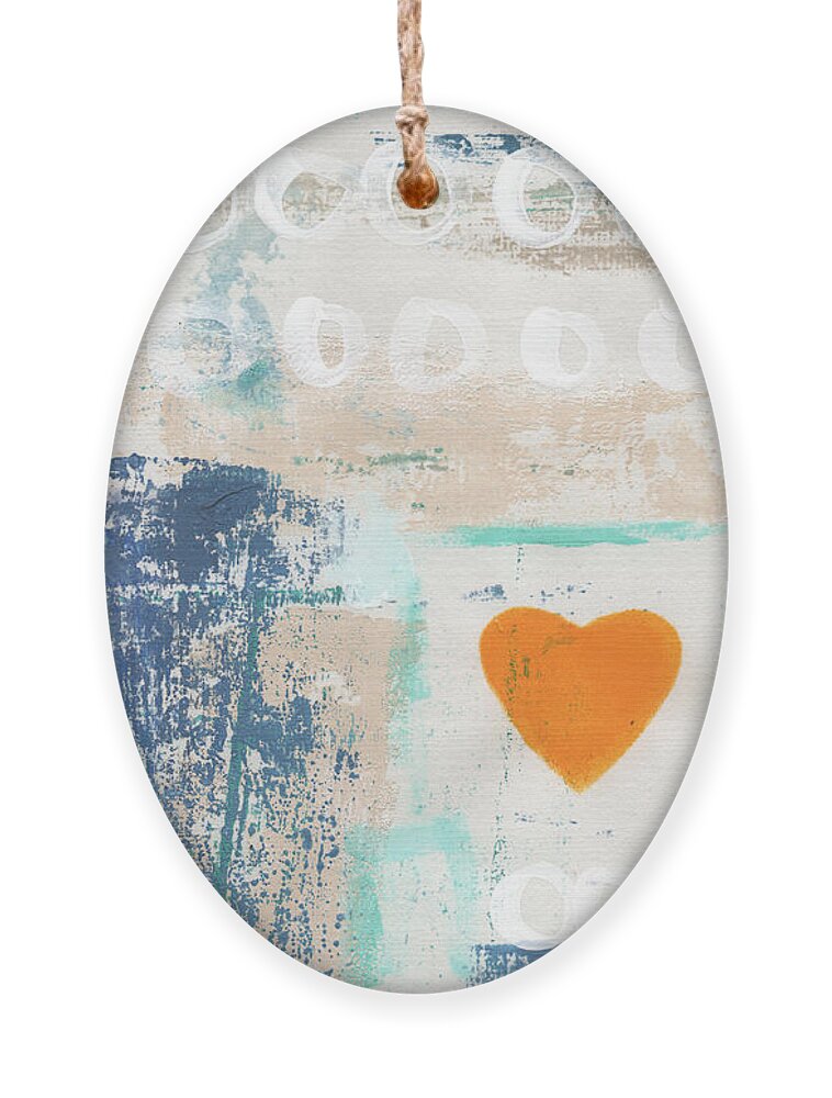 Heart Ornament featuring the painting Orange Heart- abstract painting by Linda Woods