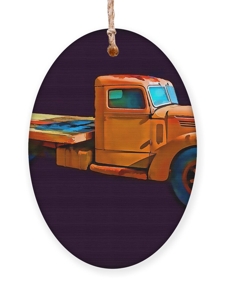 Old Truck Ornament featuring the photograph Orange Truck Rough Sketch by Cathy Anderson