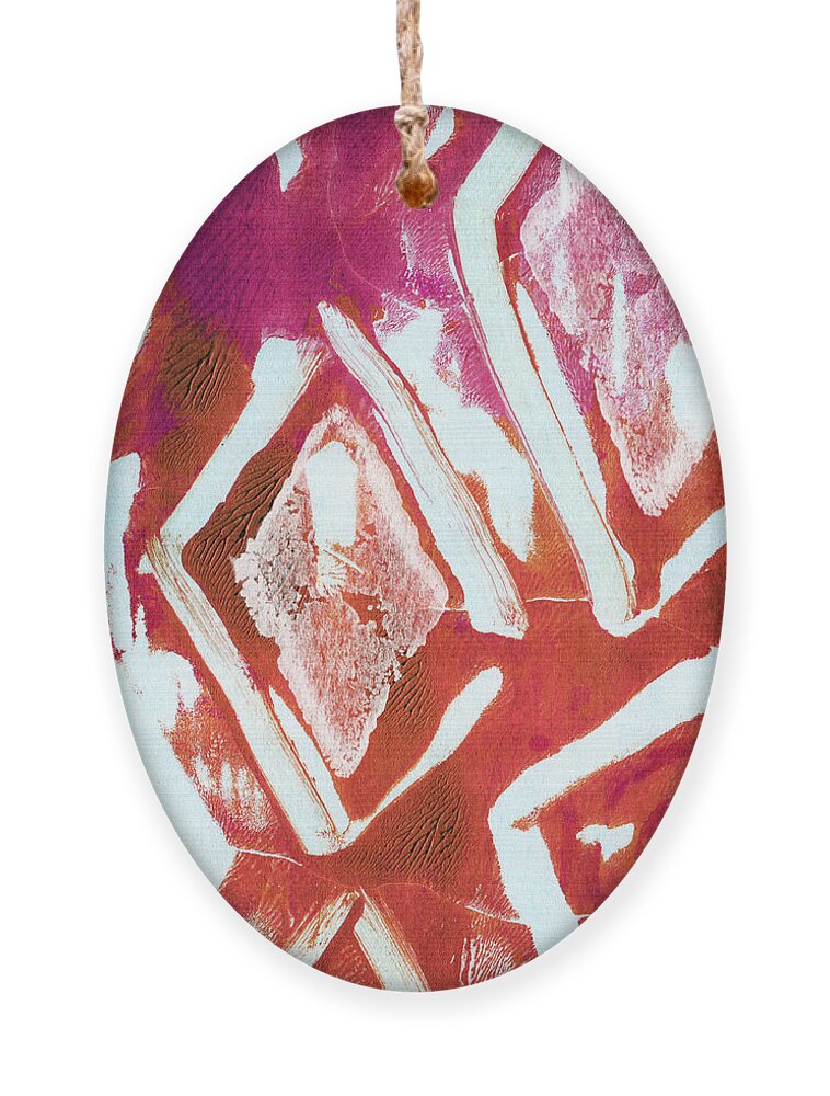 Contemporary Abstract Painting Ornament featuring the painting Orchid Diamonds- Abstract Painting by Linda Woods