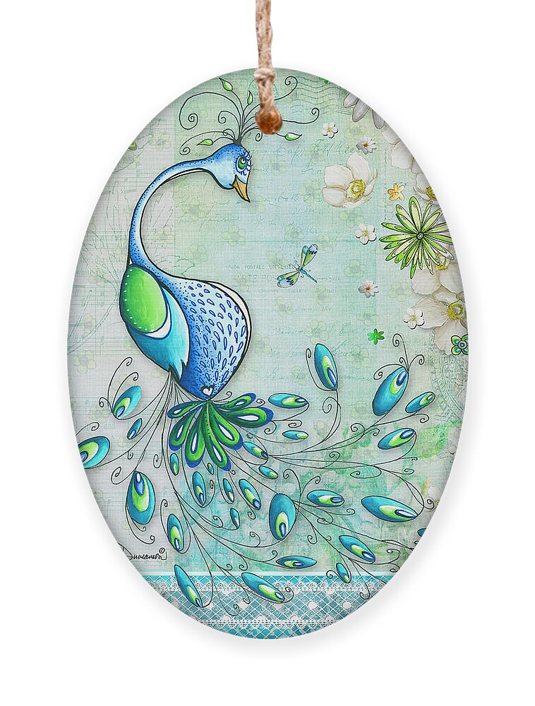 Peacock Ornament featuring the painting Original Peacock Painting Bird Art by Megan Duncanson by Megan Aroon