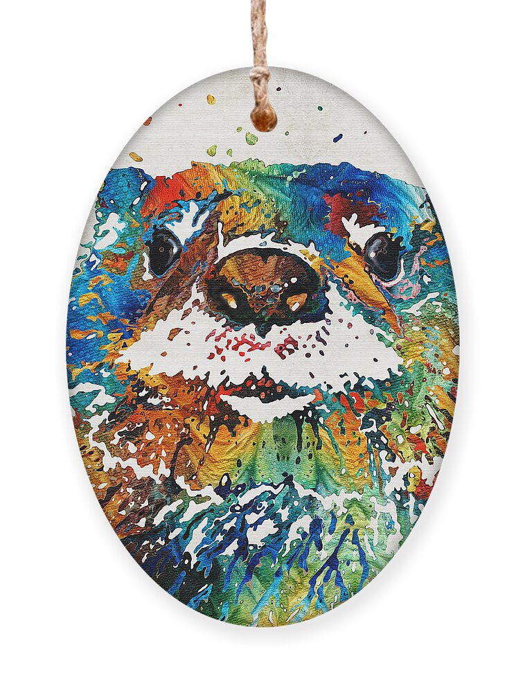 Otter Ornament featuring the painting Otter Art - Ottertude - By Sharon Cummings by Sharon Cummings