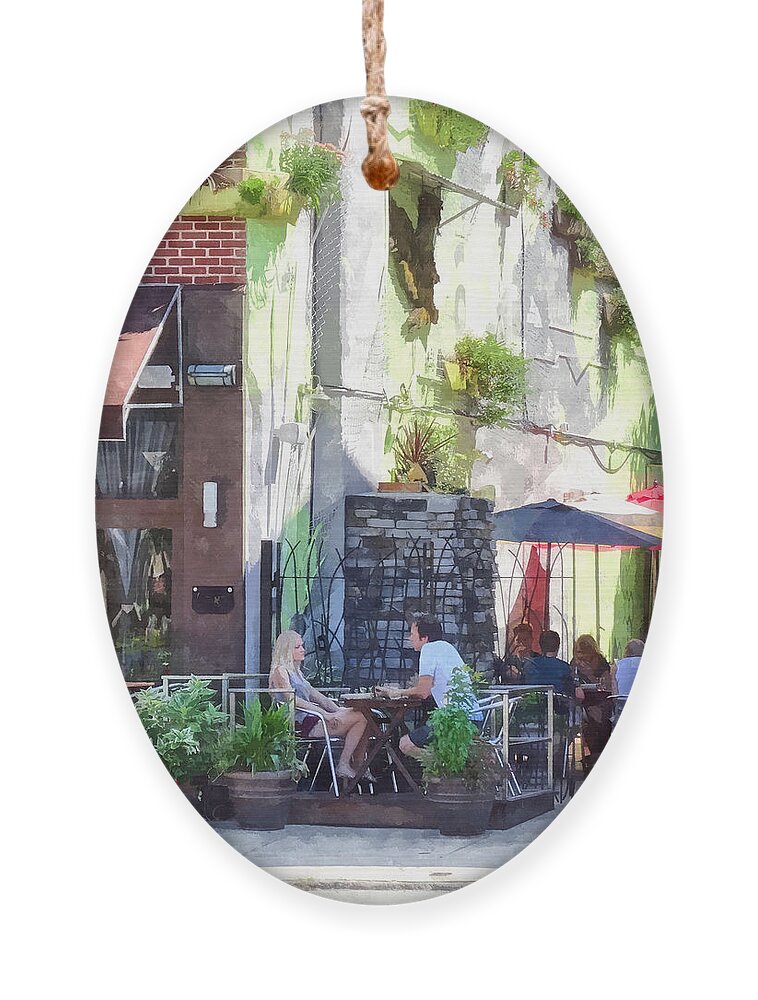 Cafe Ornament featuring the photograph Outdoor Cafe Philadelphia PA by Susan Savad