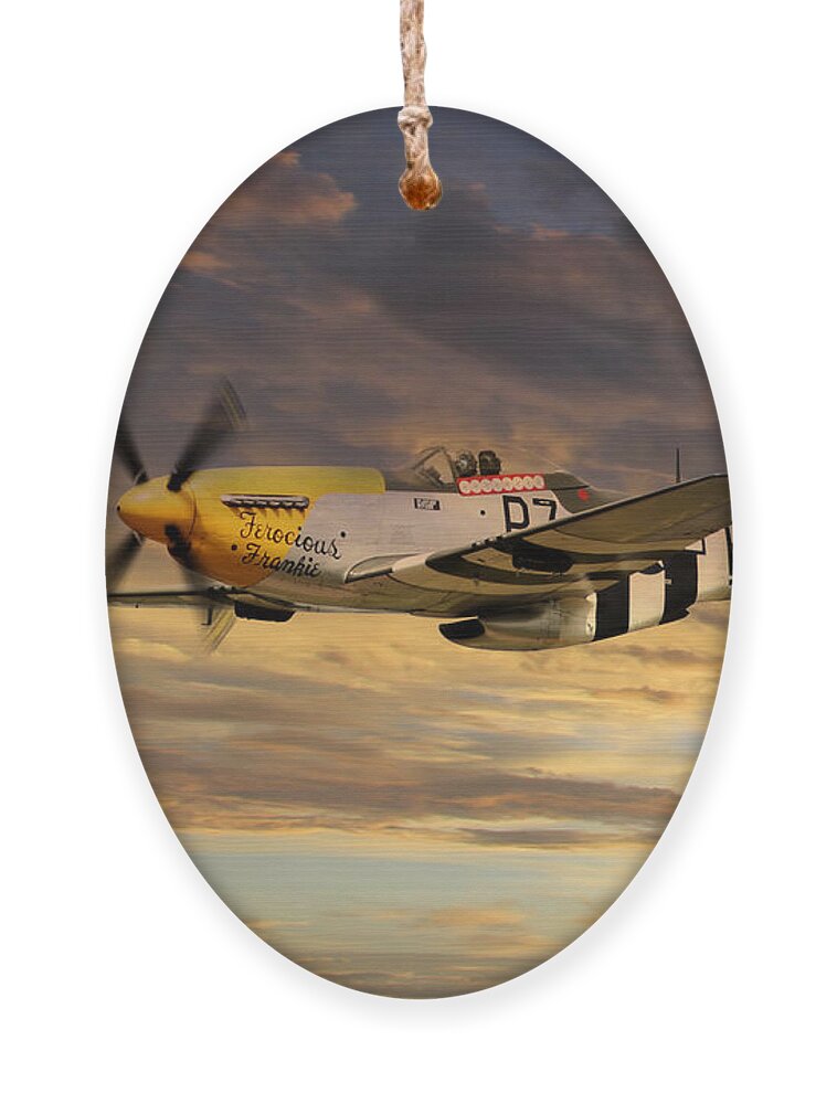 P51 Mustang Ornament featuring the digital art P-51 Ferocious Frankie by Airpower Art