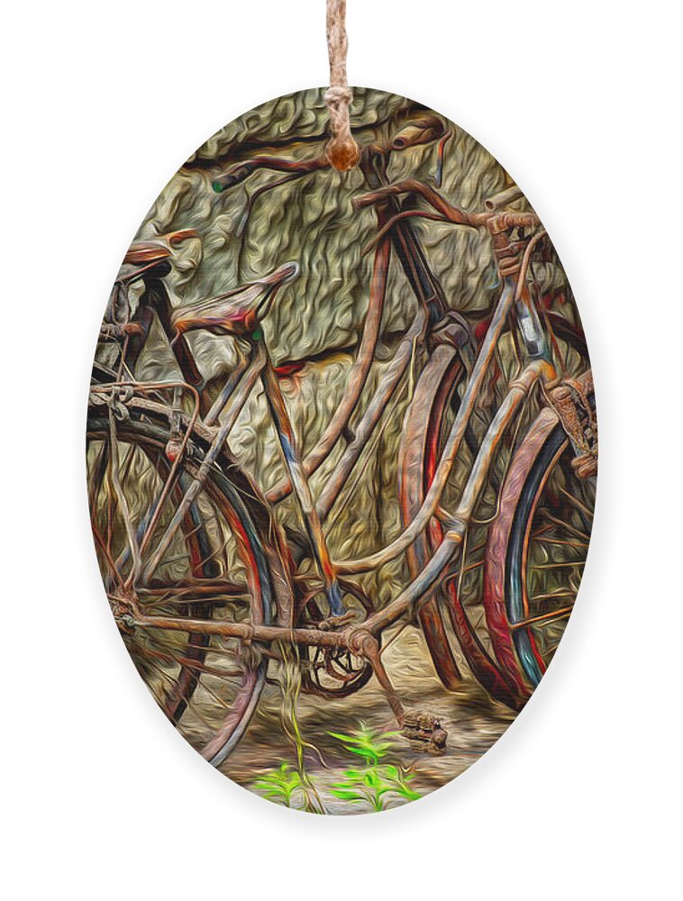 Austria Ornament featuring the photograph Painted Bikes by Debra and Dave Vanderlaan