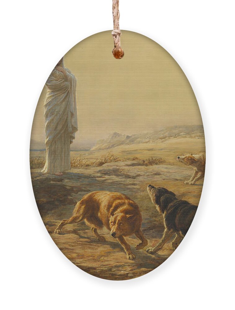 Briton Riviere Ornament featuring the painting Pallas Athena and the Herdsmans Dogs by Briton Riviere