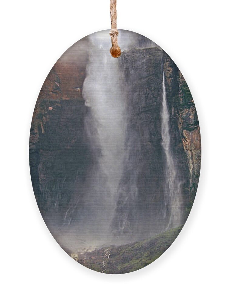 Venezuela Ornament featuring the photograph Panorama Angel Falls in Canaima National Park Venezuela by Dave Welling