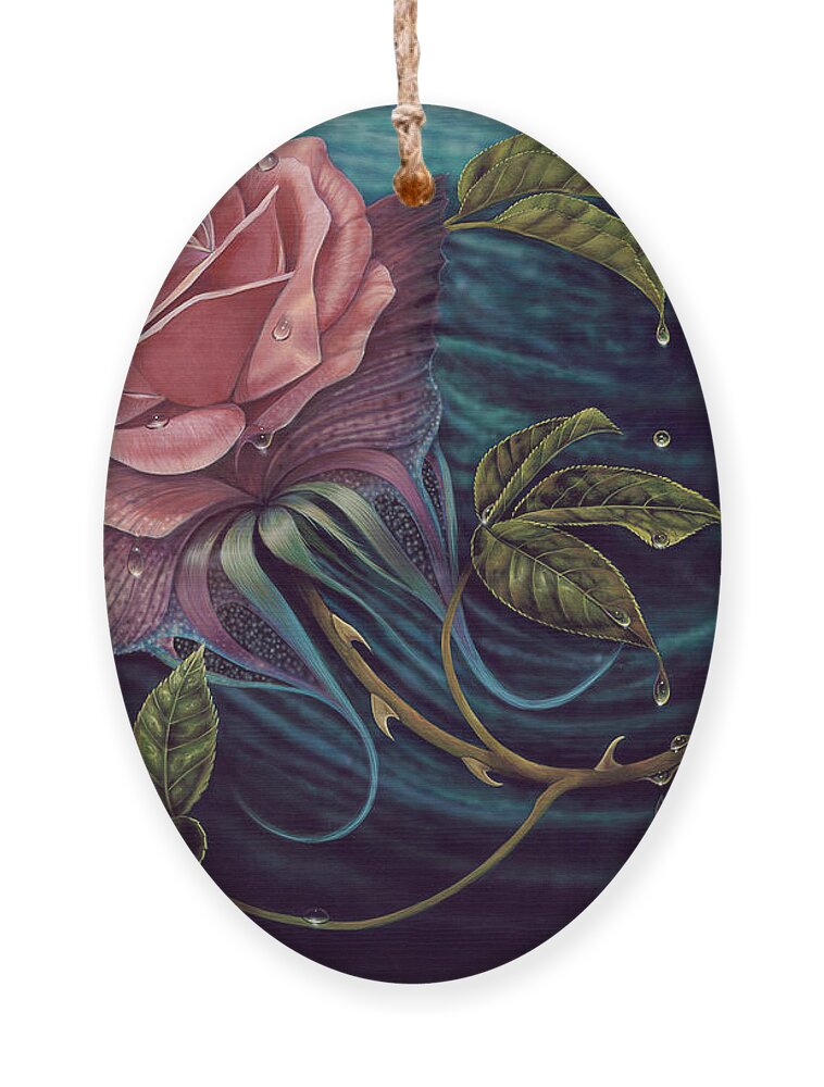 Rose Ornament featuring the painting Papalotl Rosalis by Ricardo Chavez-Mendez