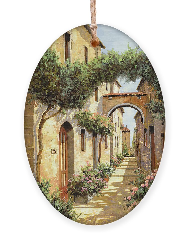 Landscape Ornament featuring the painting Passando Sotto L'arco by Guido Borelli