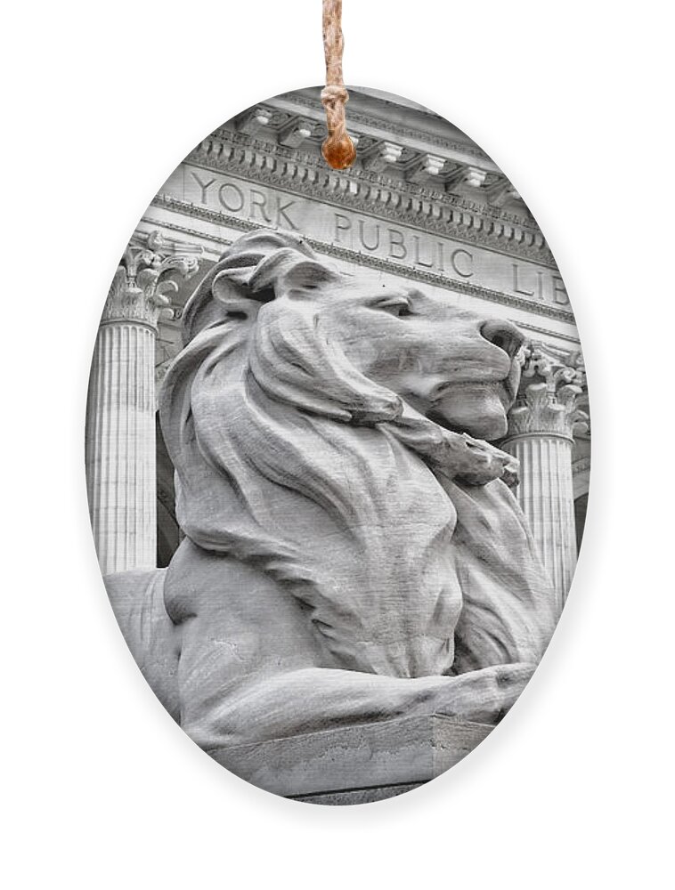 New York Public Library Ornament featuring the photograph Patience The NYPL Lion by Susan Candelario