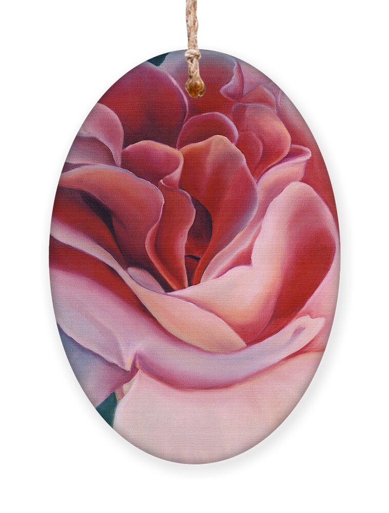 Flower Prints Ornament featuring the painting Peach Rose by Anni Adkins