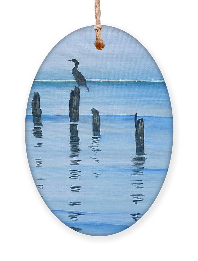 Dusk Ornament featuring the painting Perched at Dusk by Marilyn McNish