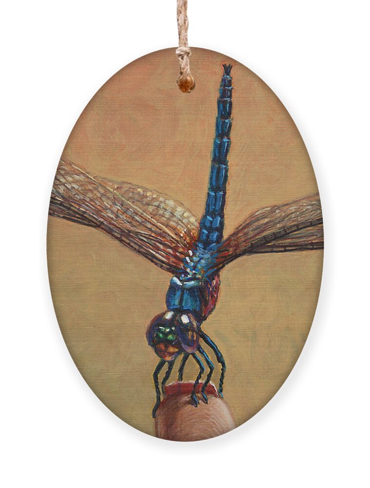 Dragonfly Ornament featuring the painting Pet Dragonfly by James W Johnson