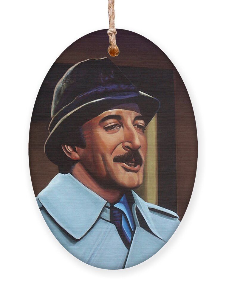 Peter Sellers Ornament featuring the painting Peter Sellers as inspector Clouseau by Paul Meijering