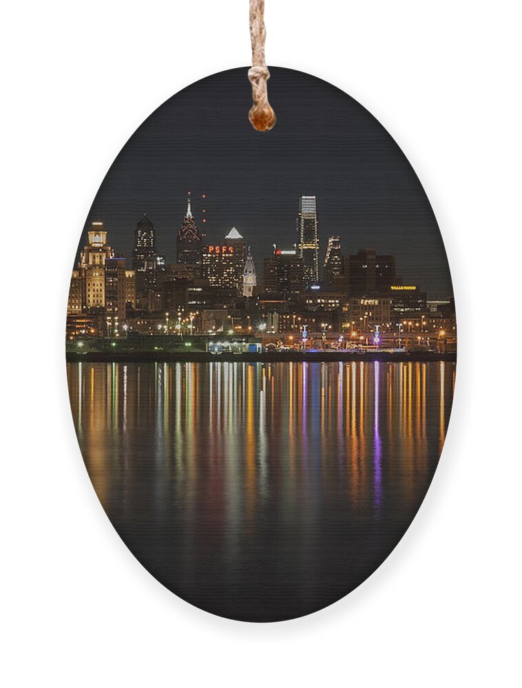 Philadelphia Ornament featuring the photograph Philly night by Jennifer Ancker