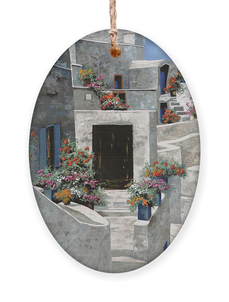 Landscape Ornament featuring the painting alcune piccole case di Grecia by Guido Borelli