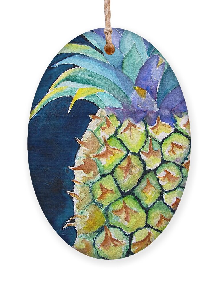 Pineapple Ornament featuring the painting Pineapple by Carlin Blahnik CarlinArtWatercolor