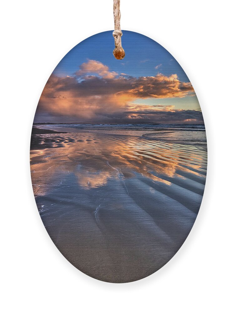 Sunset Ornament featuring the photograph Pismo Storm Cloud Reflections by Beth Sargent