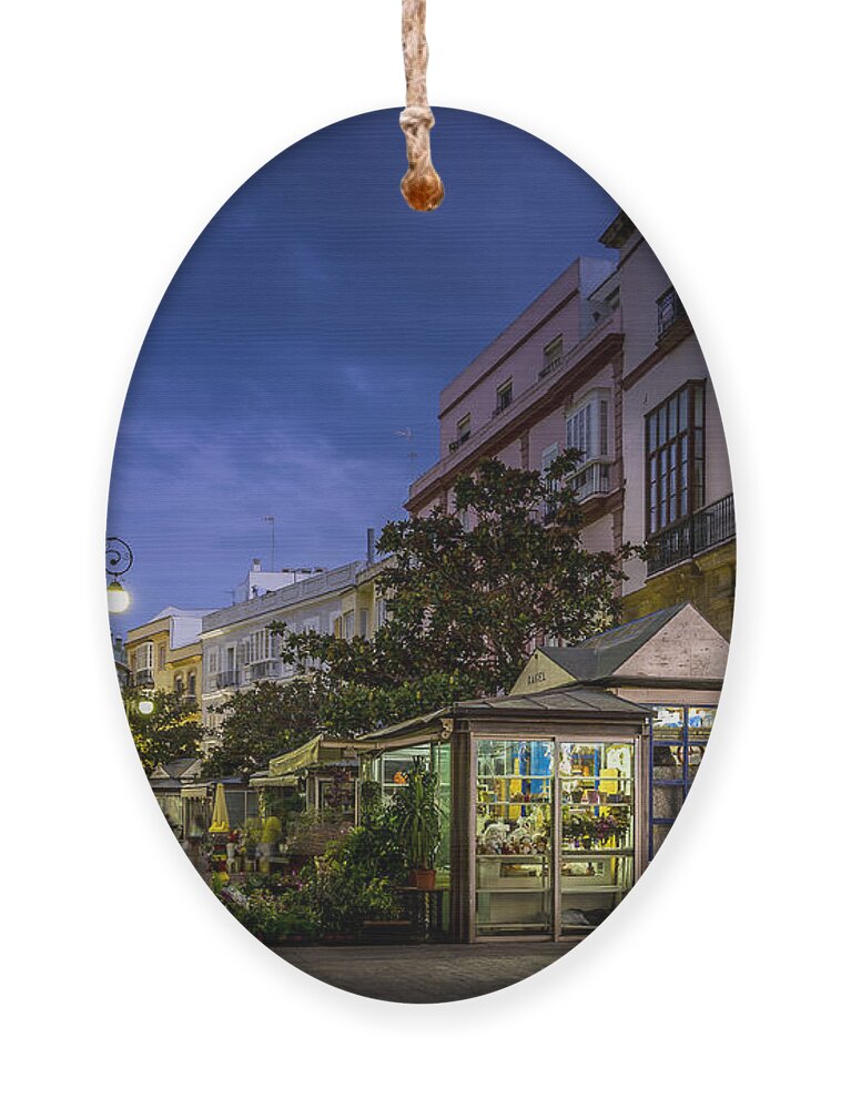 Andalucia Ornament featuring the photograph Plaza de las Flores Cadiz Spain by Pablo Avanzini