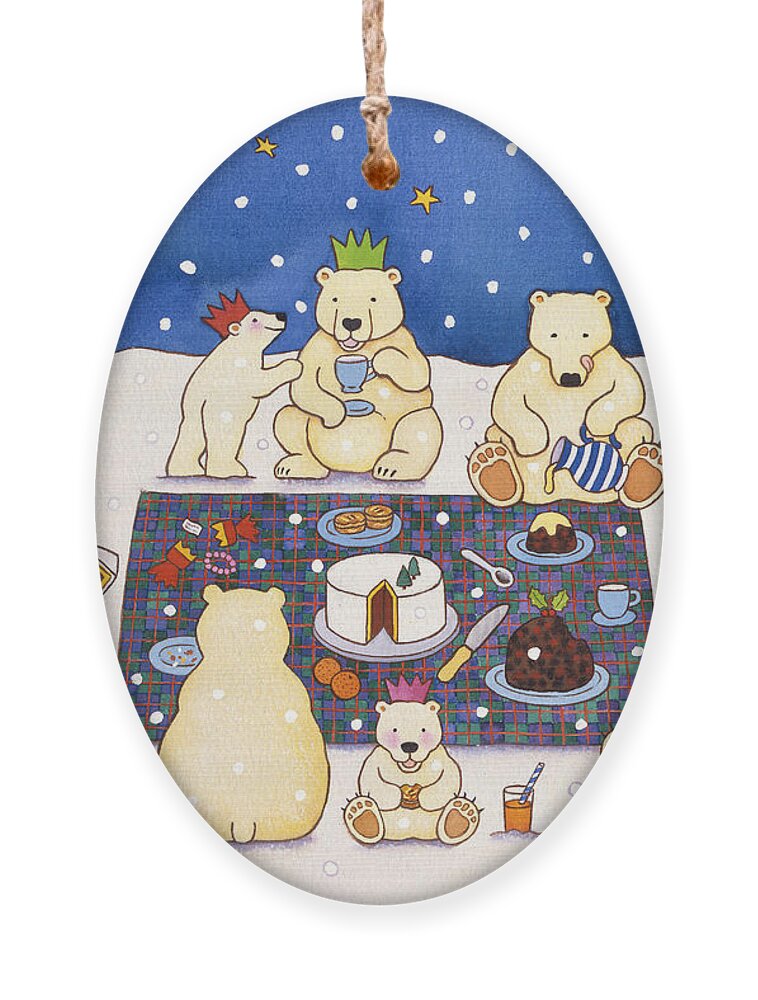 Christmas Ornament featuring the painting Polar Bear Picnic by Cathy Baxter
