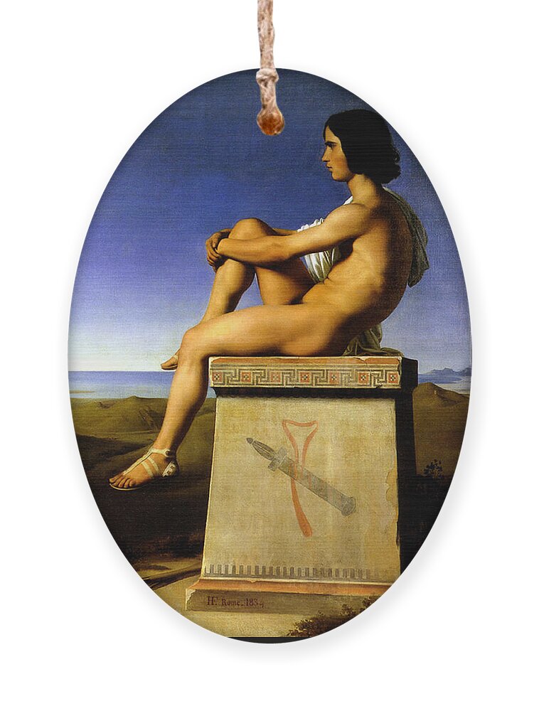 Hippolyte Flandrin Ornament featuring the painting Polites by Hippolyte Flandrin