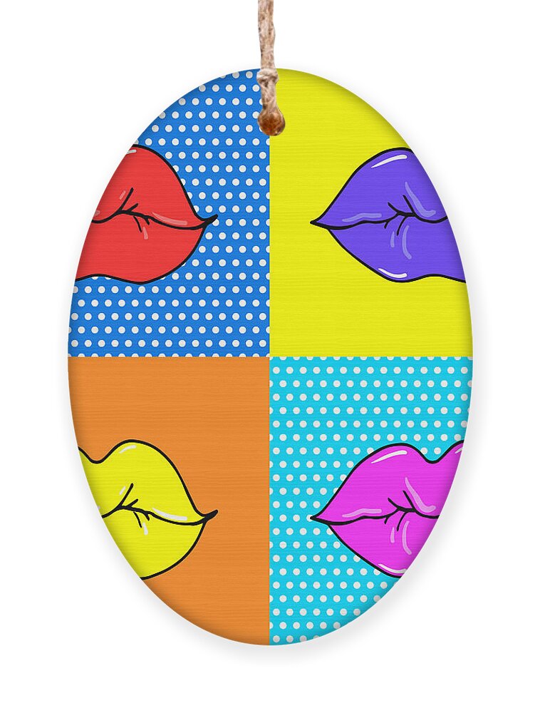 Makeup Ornament featuring the digital art Pop Art Lips Warhol Style Poster Dot by Oksanka007