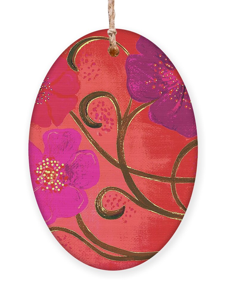 Digitized Ornament featuring the painting Pop Spring Purple Flowers by Linda Bailey