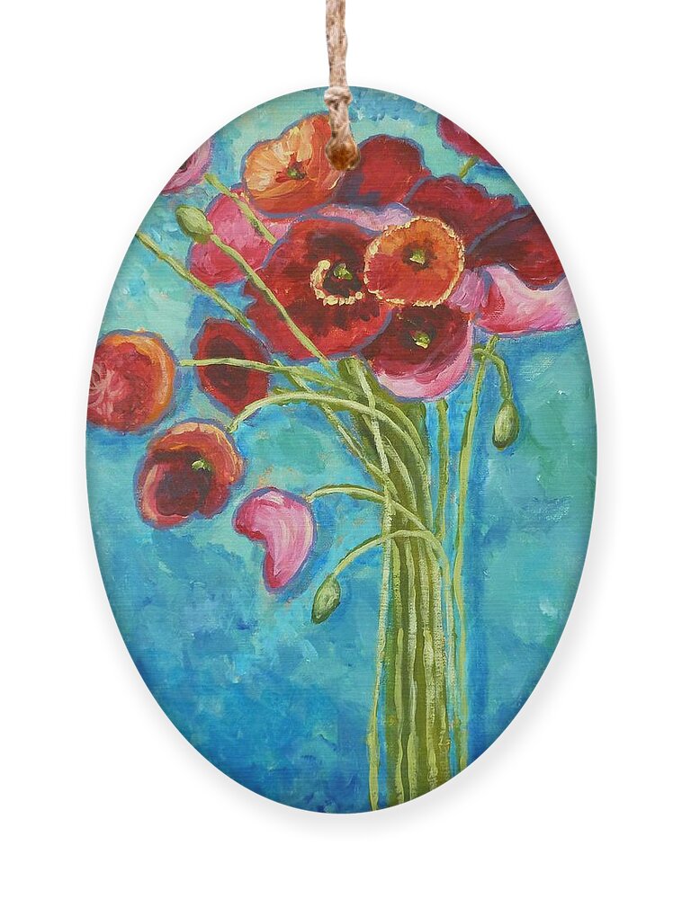 Poppies Ornament featuring the painting Poppies by Amelie Simmons