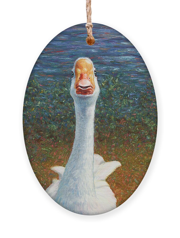 Goose Ornament featuring the painting Portrait of a Goose by James W Johnson