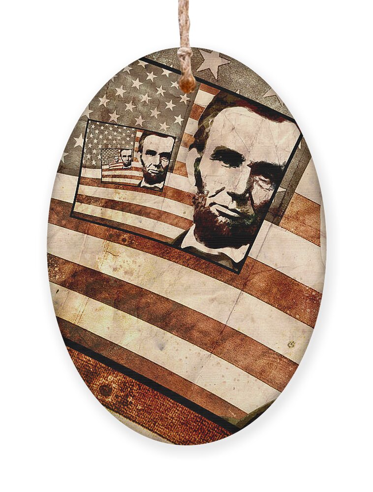 Lincoln Ornament featuring the digital art President Abraham Lincoln by Phil Perkins