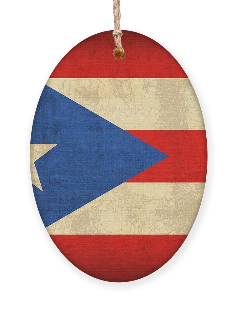 Puerto Ornament featuring the mixed media Puerto Rico Flag Vintage Distressed Finish by Design Turnpike