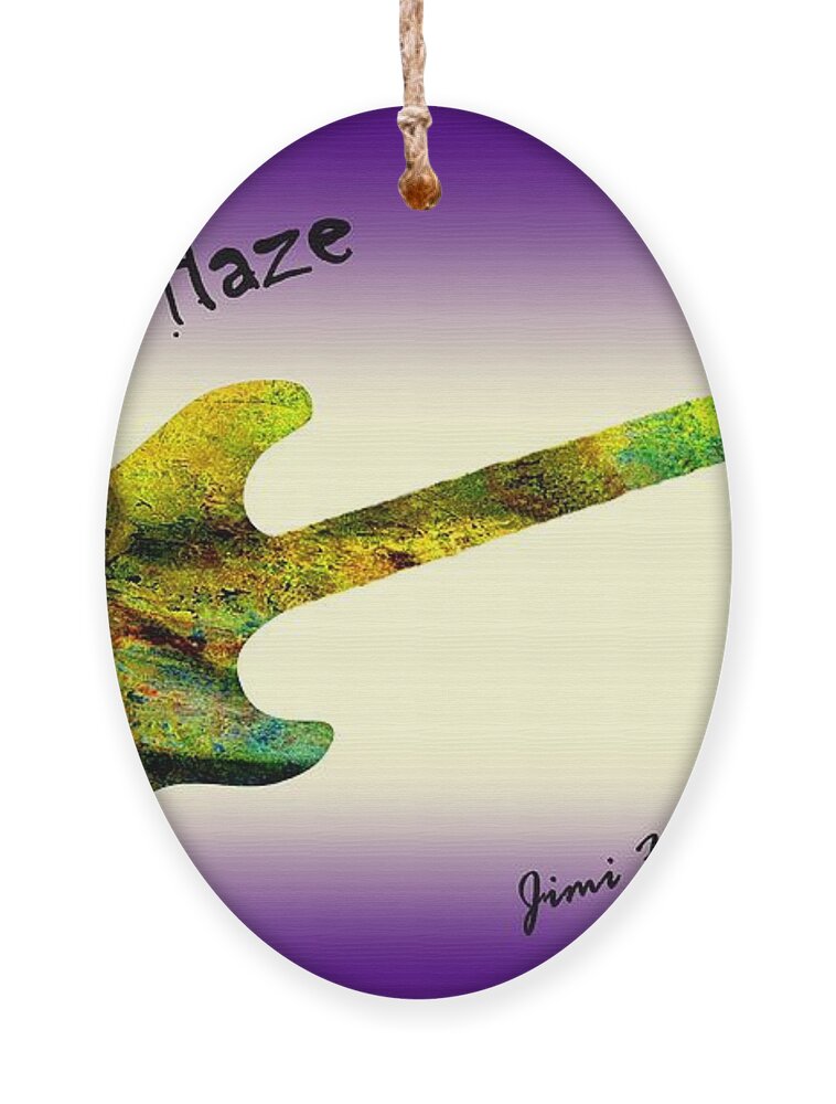 Jimi Hendrix Ornament featuring the painting Purple Haze Scuse Me While I Kiss the Sky Hendrix by David Dehner