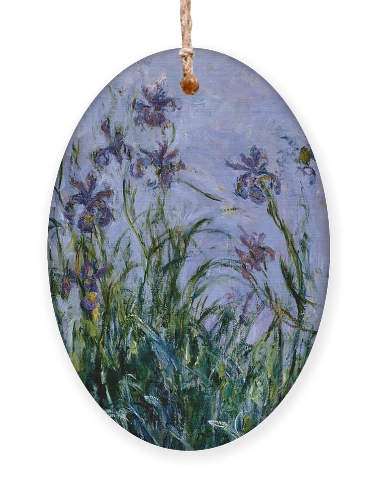 Purple Ornament featuring the painting Purple Irises by Claude Monet