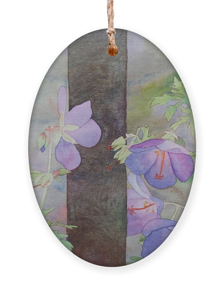 Purple Ornament featuring the painting Purple Ivy Geranium by Laurel Best