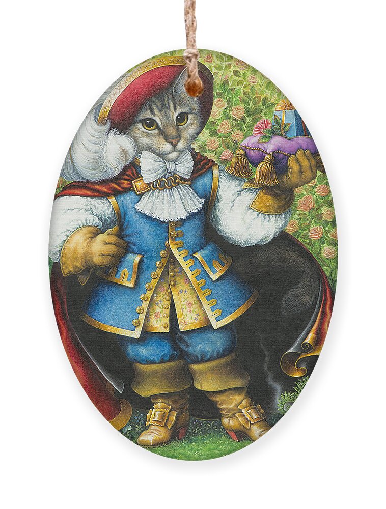 Cat Ornament featuring the painting Puss-In-Boots by Lynn Bywaters