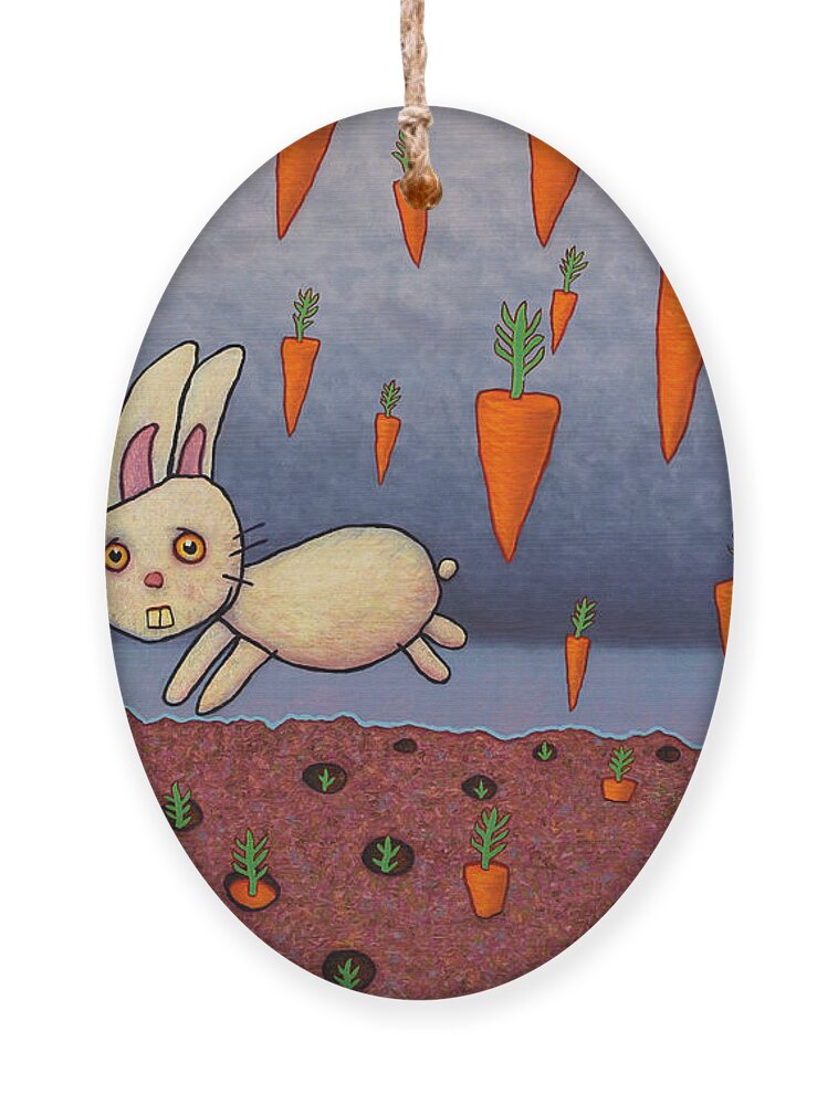 Bunny Ornament featuring the painting Raining Carrots by James W Johnson