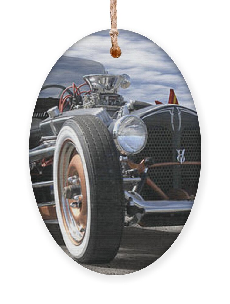 Transportation Ornament featuring the photograph Rat Rod On Route 66 2 Panoramic by Mike McGlothlen