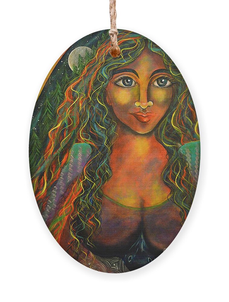 Sacred Art Paintings Ornament featuring the painting Raven Moon by Deborha Kerr