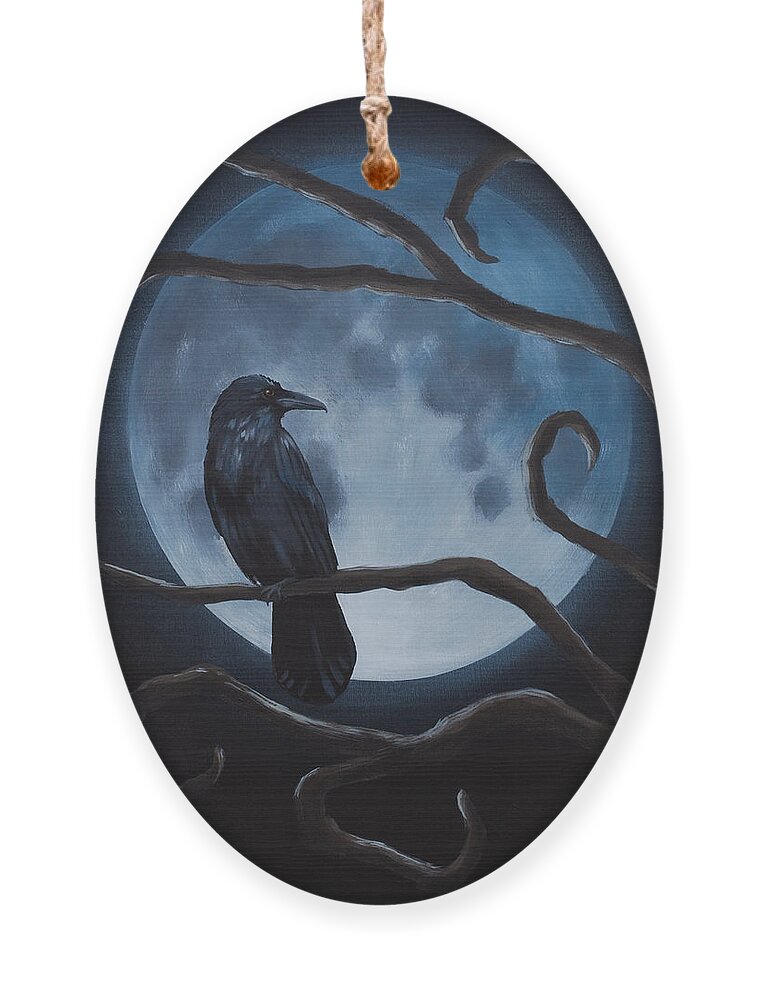 Gothic Ornament featuring the painting Raven Moon by Glenn Pollard