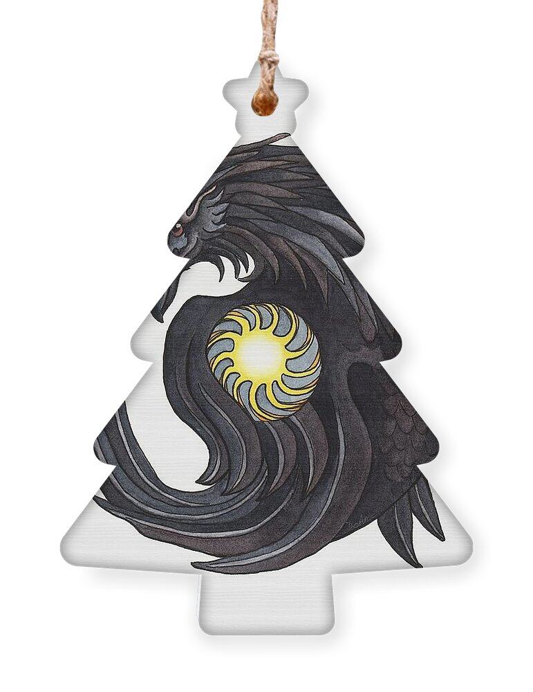 Raven Ornament featuring the painting Raven Steals the Sun by Antony Galbraith
