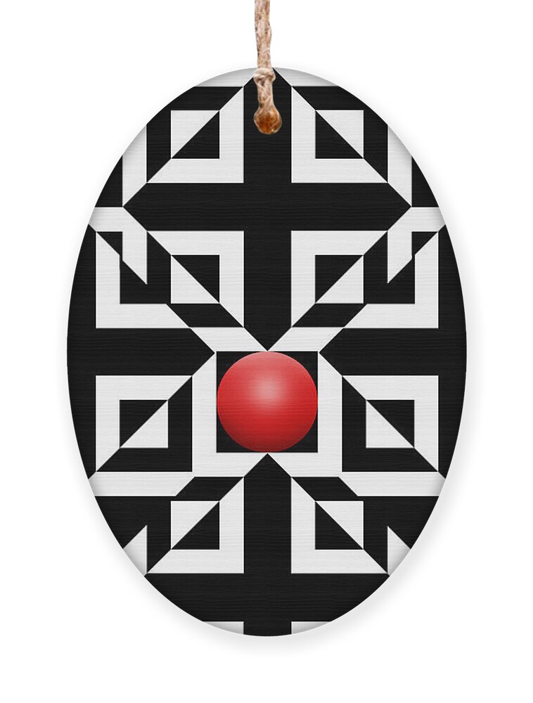 Abstract Ornament featuring the digital art Red Ball 5 by Mike McGlothlen