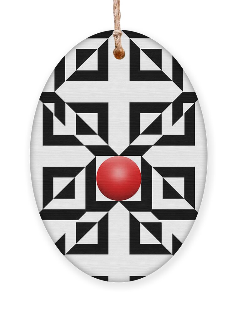 Abstract Ornament featuring the digital art Red Ball 5a by Mike McGlothlen