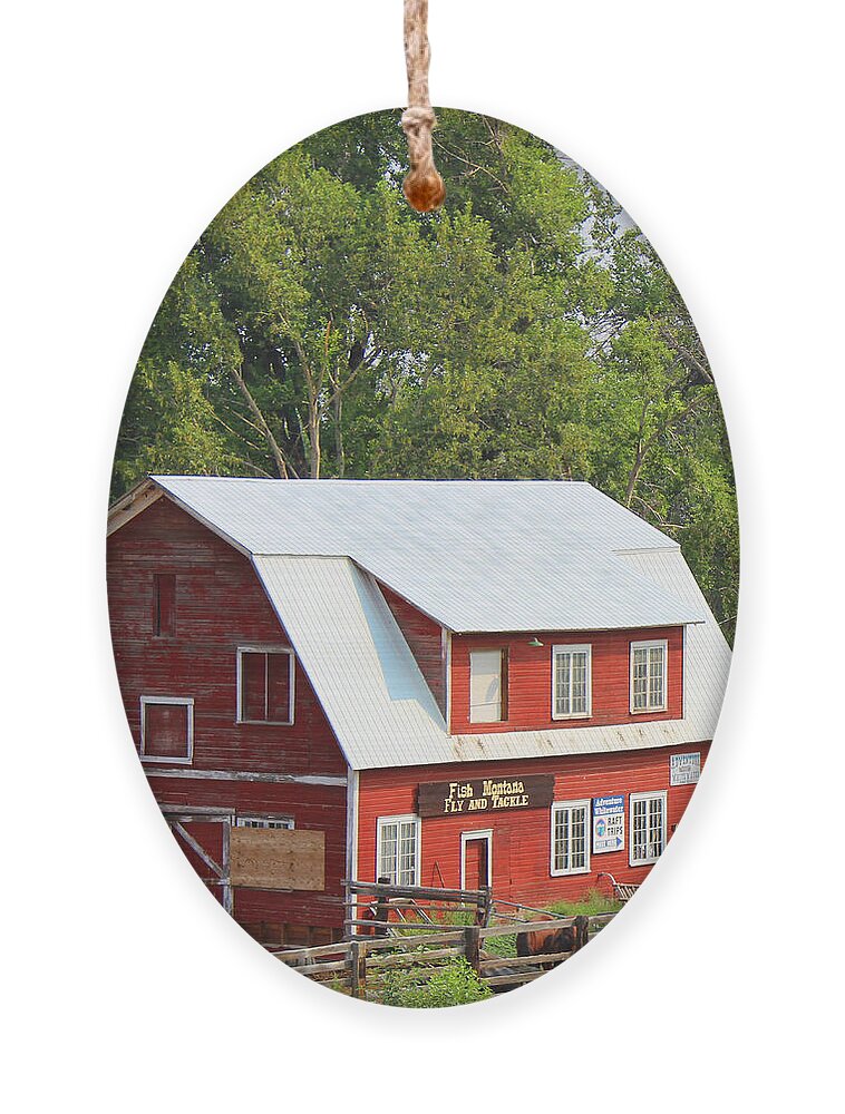 Barn Ornament featuring the photograph Red Barn by Cathy Anderson