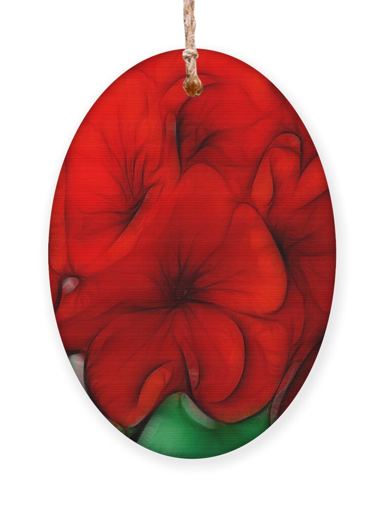 Red Ornament featuring the digital art Red Geranium by Jayne Carney