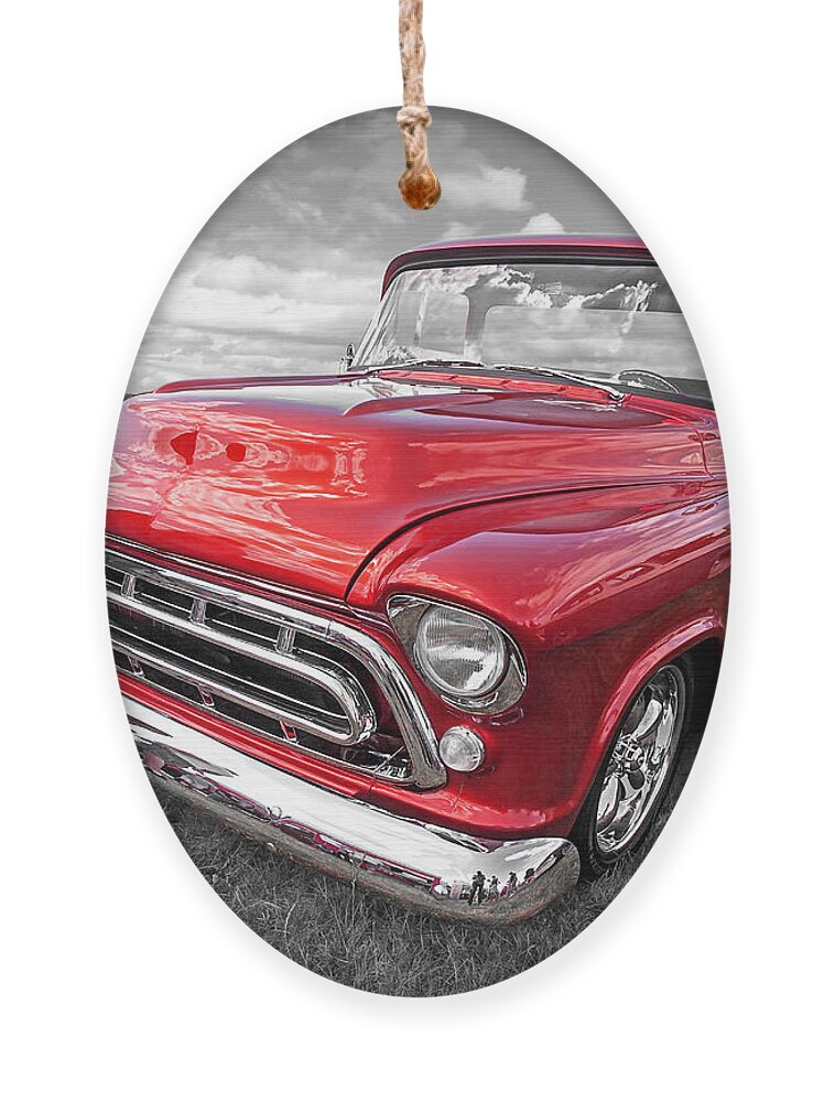 Chevy Truck Ornament featuring the photograph Red Hot '57 Chevy by Gill Billington