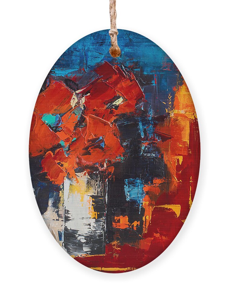 Flowers Ornament featuring the painting Red Passion by Elise Palmigiani