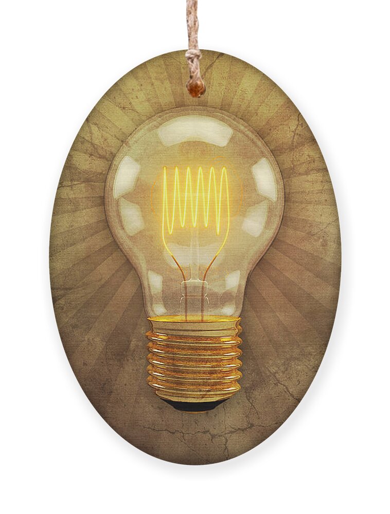 Lightbulb Ornament featuring the digital art Retro Light Bulb by Scott Norris