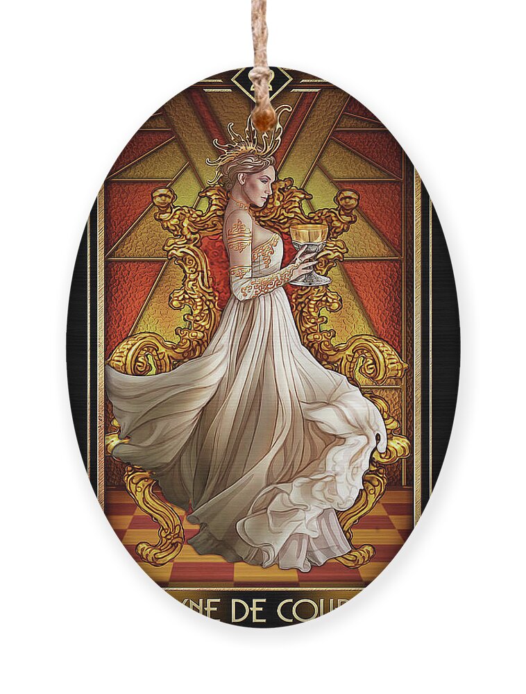 Tarot Ornament featuring the drawing Reyne De Coupe by MGL Meiklejohn Graphics Licensing