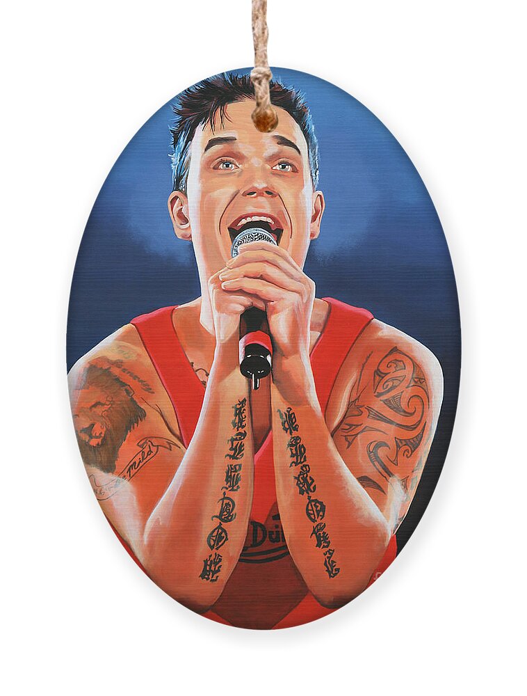 Robbie Williams Ornament featuring the painting Robbie Williams Painting by Paul Meijering